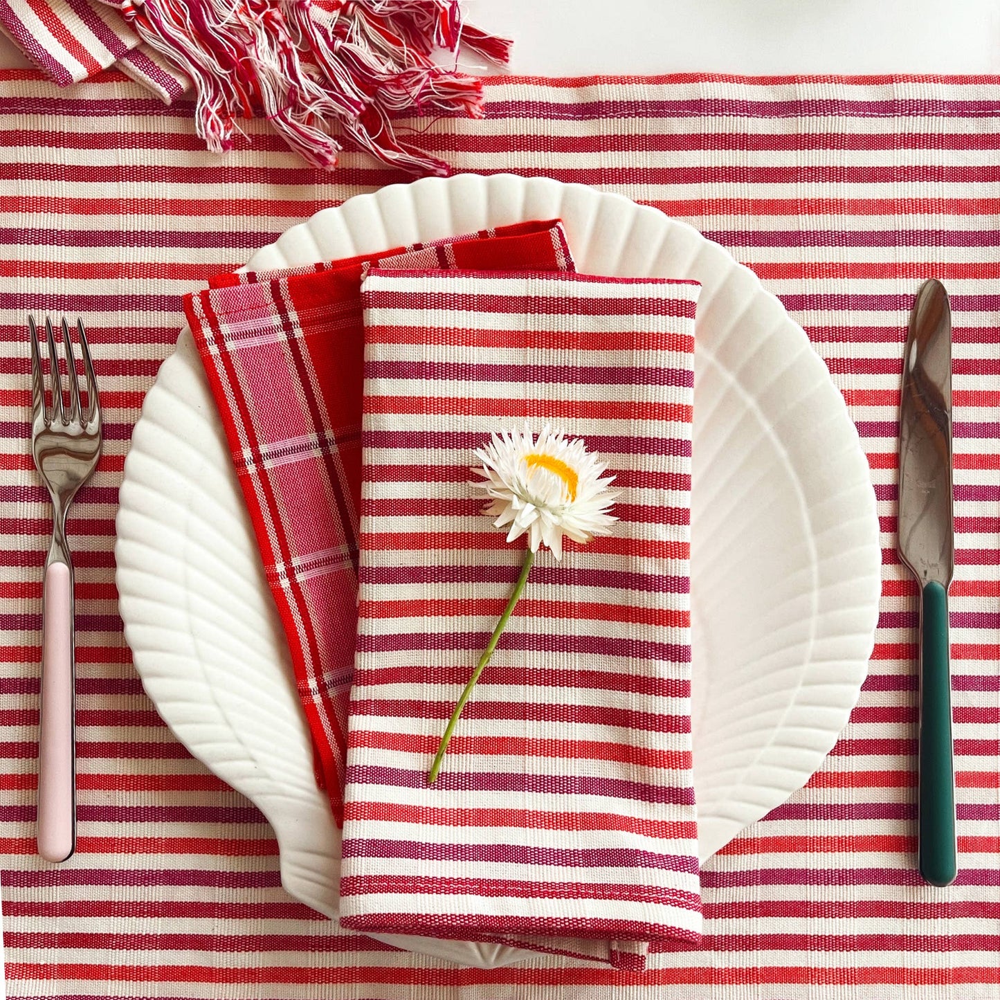 Elina Striped Dinner Napkins, Set of 4