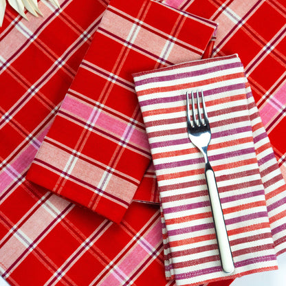 Elina Striped Dinner Napkins, Set of 4