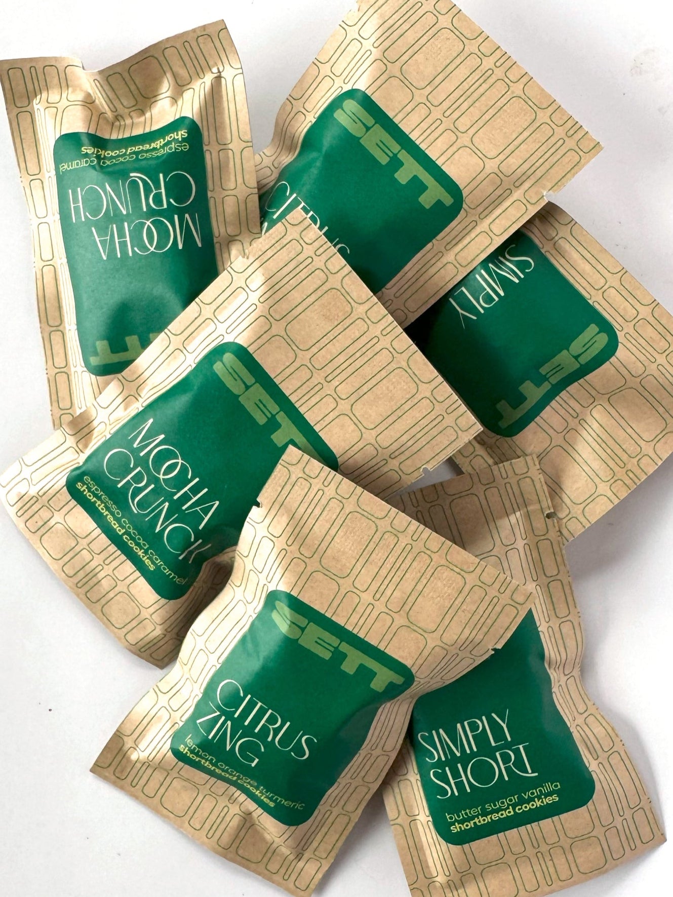Shortbread Cookie Pouch, Two Cookies, Sample, Single Serving, Assorted Flavors, Sett Goods