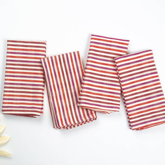 Elina Striped Dinner Napkins, Set of 4