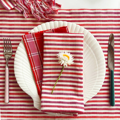 Elina Striped Dinner Napkins, Set of 4